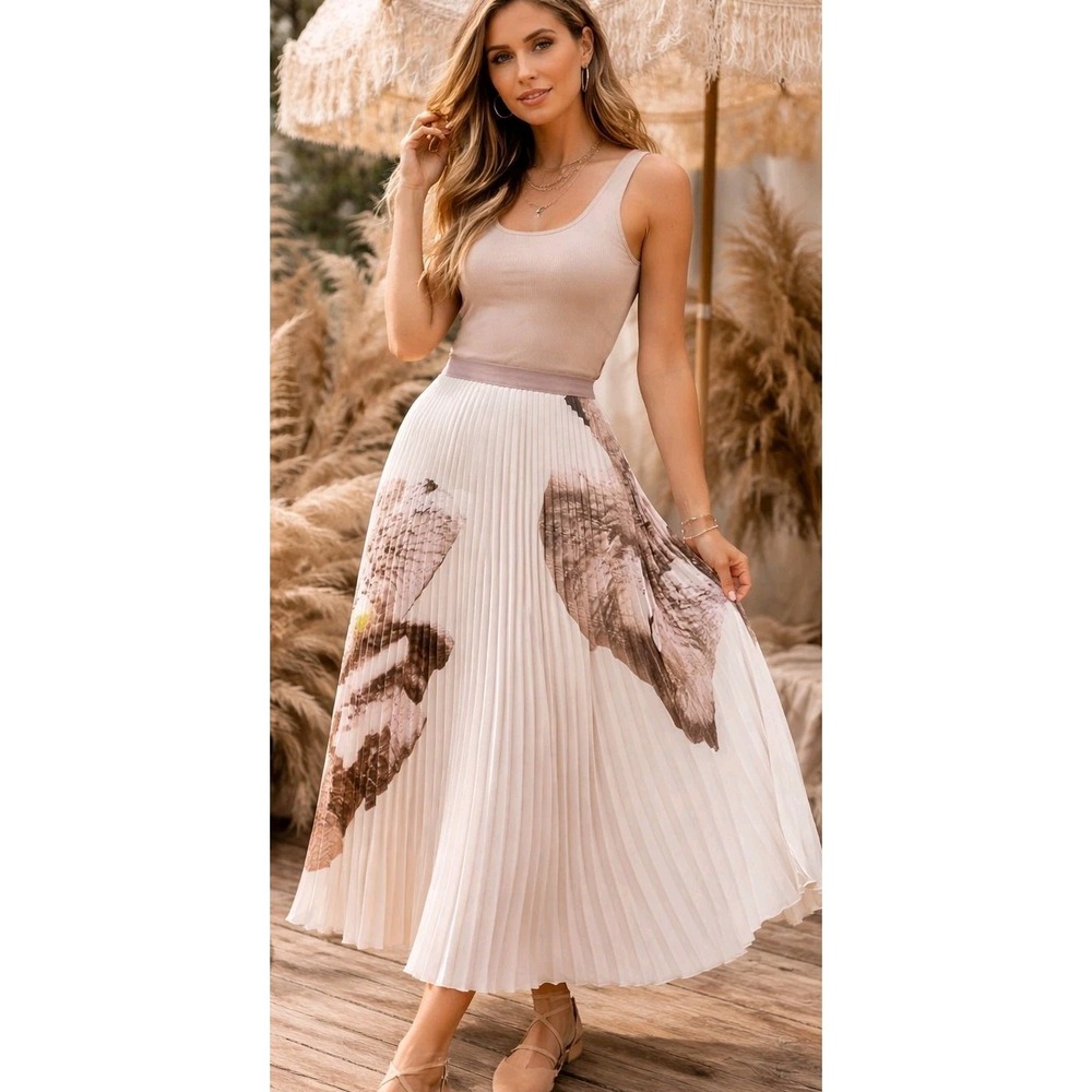 Wild Cosmos Pleated Skirt One Size Retro Cottagecore Fairy Boho